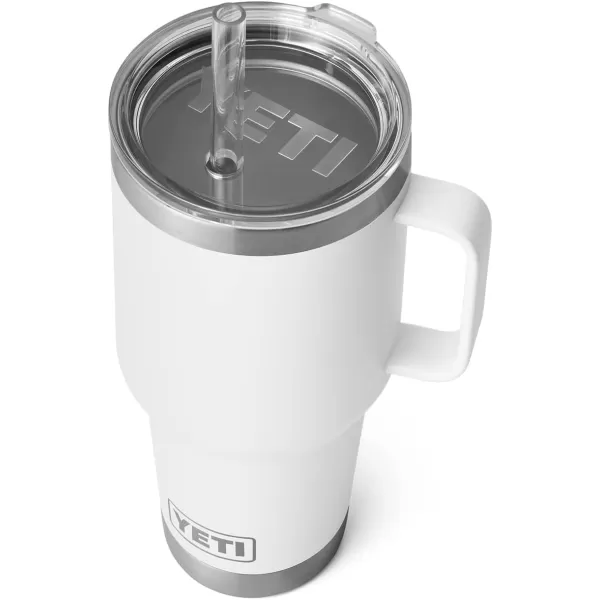 YETI Rambler 25 oz Tumbler with Handle and Straw Lid, Travel Mug Water Tumbler, Vacuum Insulated Cup with Handle, Stainless Steel, Power Pink