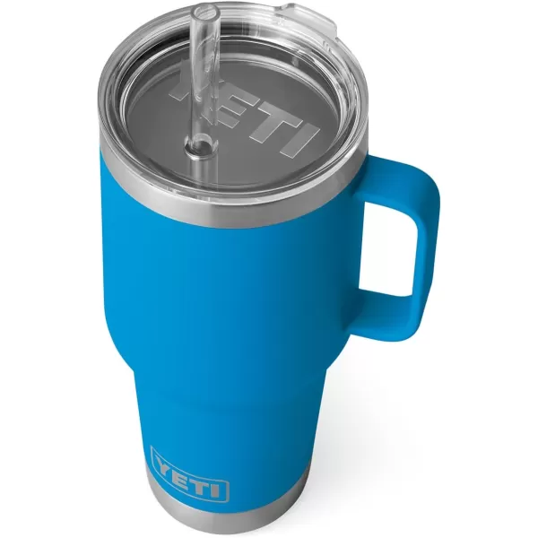 YETI Rambler 25 oz Tumbler with Handle and Straw Lid, Travel Mug Water Tumbler, Vacuum Insulated Cup with Handle, Stainless Steel, Power Pink