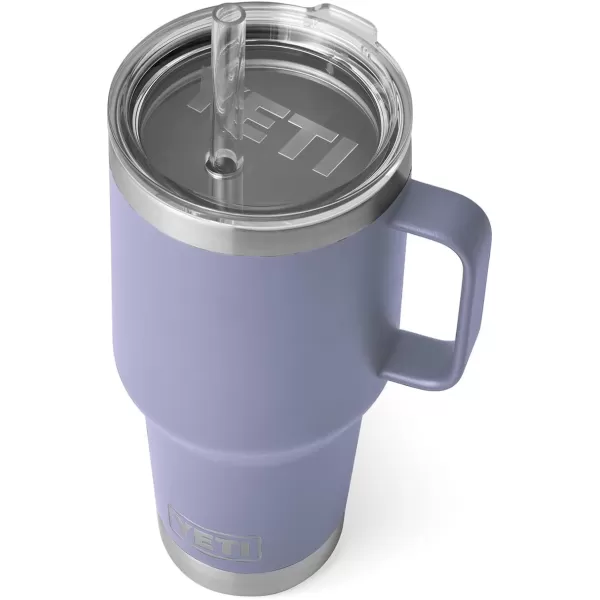 YETI Rambler 25 oz Tumbler with Handle and Straw Lid, Travel Mug Water Tumbler, Vacuum Insulated Cup with Handle, Stainless Steel, Power Pink