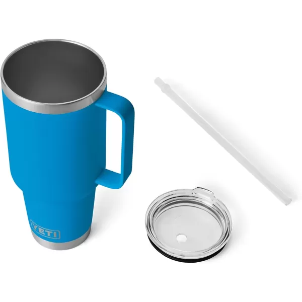 YETI Rambler 25 oz Tumbler with Handle and Straw Lid, Travel Mug Water Tumbler, Vacuum Insulated Cup with Handle, Stainless Steel, Power Pink