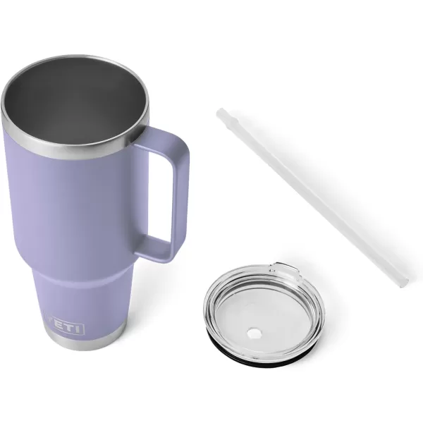 YETI Rambler 25 oz Tumbler with Handle and Straw Lid, Travel Mug Water Tumbler, Vacuum Insulated Cup with Handle, Stainless Steel, Power Pink