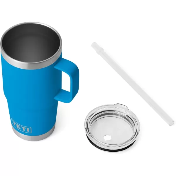 YETI Rambler 25 oz Tumbler with Handle and Straw Lid, Travel Mug Water Tumbler, Vacuum Insulated Cup with Handle, Stainless Steel, Power Pink