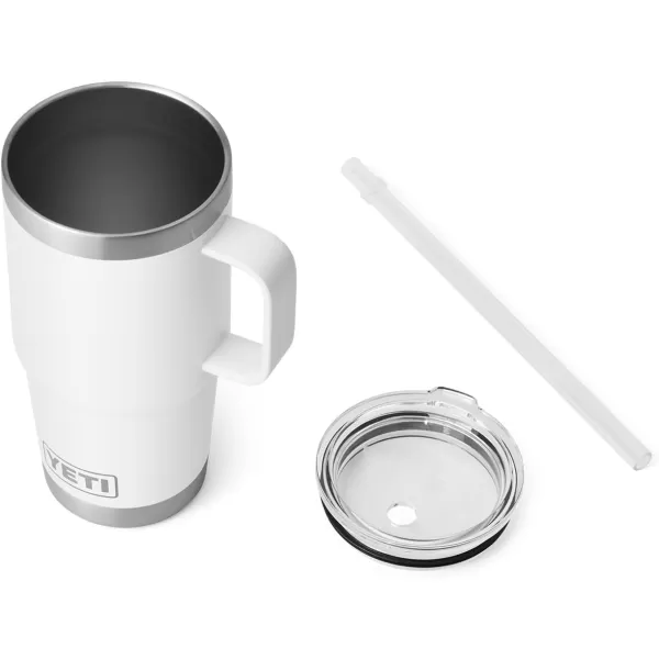 YETI Rambler 25 oz Tumbler with Handle and Straw Lid, Travel Mug Water Tumbler, Vacuum Insulated Cup with Handle, Stainless Steel, Power Pink