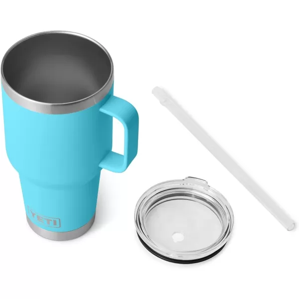 YETI Rambler 25 oz Tumbler with Handle and Straw Lid, Travel Mug Water Tumbler, Vacuum Insulated Cup with Handle, Stainless Steel, Power Pink