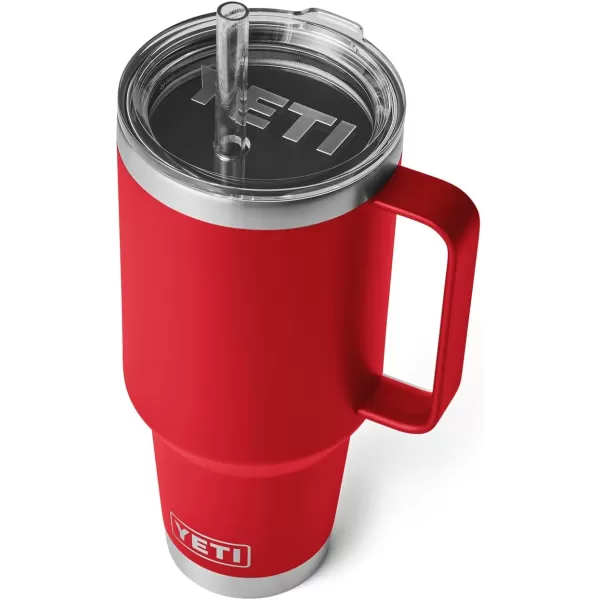 YETI Rambler 25 oz Tumbler with Handle and Straw Lid, Travel Mug Water Tumbler, Vacuum Insulated Cup with Handle, Stainless Steel, Power Pink