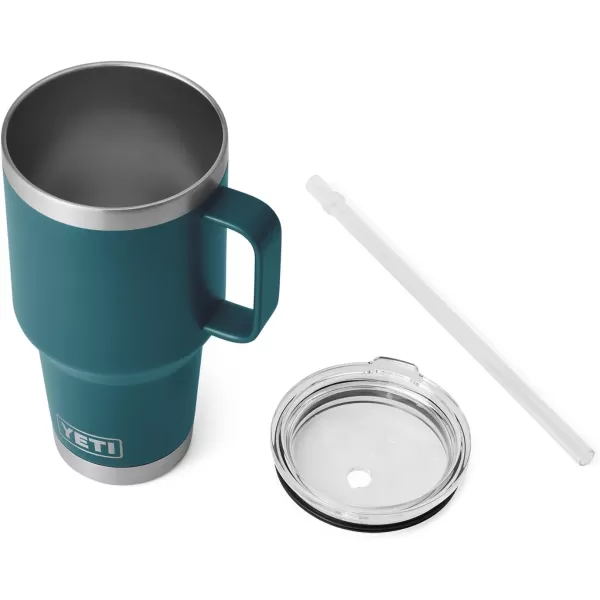 YETI Rambler 25 oz Tumbler with Handle and Straw Lid, Travel Mug Water Tumbler, Vacuum Insulated Cup with Handle, Stainless Steel, Power Pink