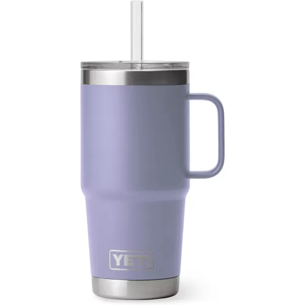 YETI Rambler 25 oz Tumbler with Handle and Straw Lid, Travel Mug Water Tumbler, Vacuum Insulated Cup with Handle, Stainless Steel, Power Pink