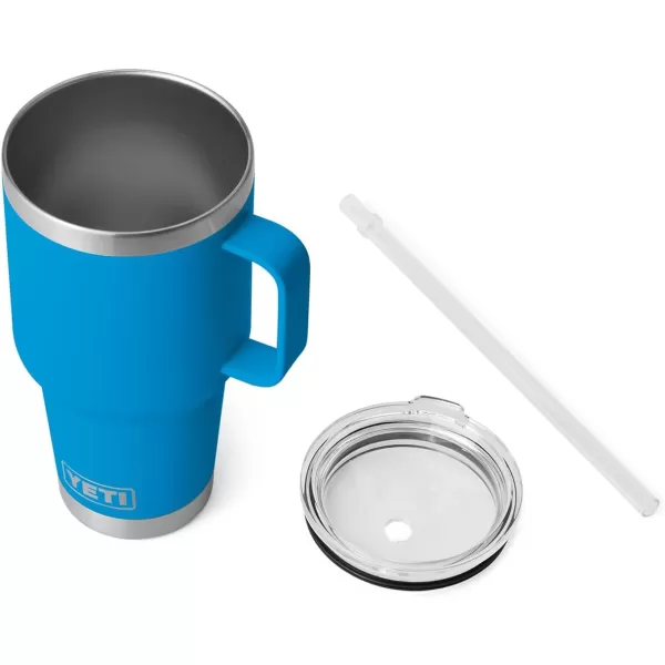 YETI Rambler 25 oz Tumbler with Handle and Straw Lid, Travel Mug Water Tumbler, Vacuum Insulated Cup with Handle, Stainless Steel, Power Pink