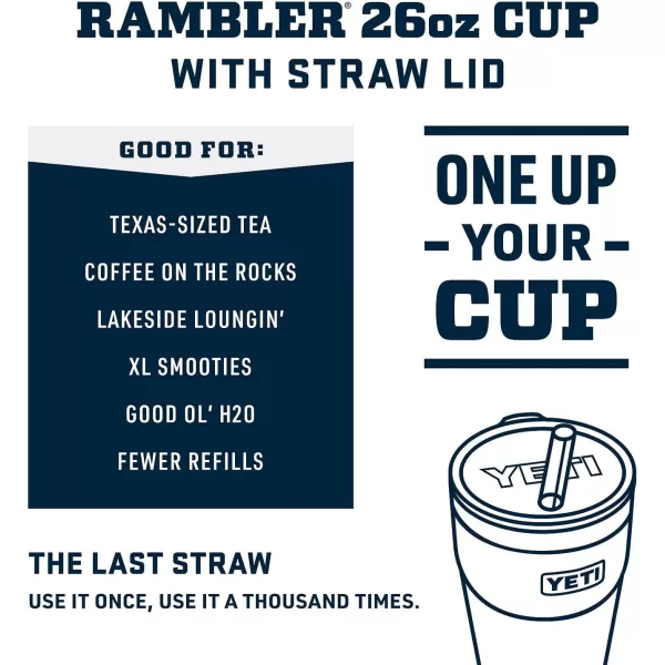 YETI Rambler 26 oz Straw Cup, Vacuum Insulated, Stainless Steel with Straw Lid, Charcoal