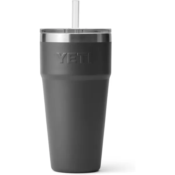 YETI Rambler 26 oz Straw Cup, Vacuum Insulated, Stainless Steel with Straw Lid, Charcoal