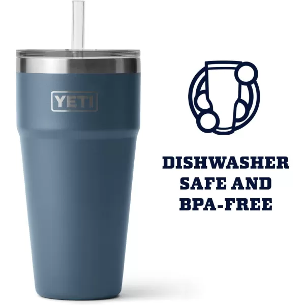 YETI Rambler 26 oz Straw Cup, Vacuum Insulated, Stainless Steel with Straw Lid, Charcoal