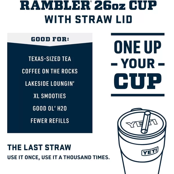 YETI Rambler 26 oz Straw Cup, Vacuum Insulated, Stainless Steel with Straw Lid, Charcoal