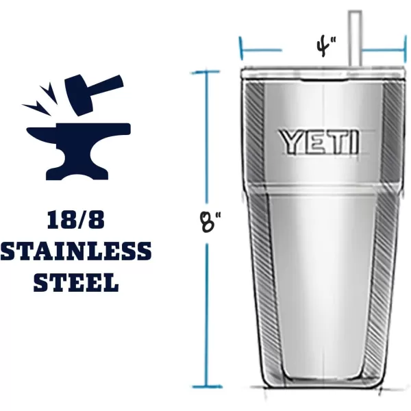 YETI Rambler 26 oz Straw Cup, Vacuum Insulated, Stainless Steel with Straw Lid, Charcoal