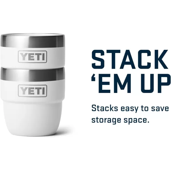 YETI Rambler 4 oz Stackable Cup, Stainless Steel, Vacuum Insulated Espresso/Coffee Cup, 2 Pack, White