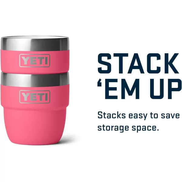 YETI Rambler 4 oz Stackable Cup, Stainless Steel, Vacuum Insulated Espresso/Coffee Cup, 2 Pack, White