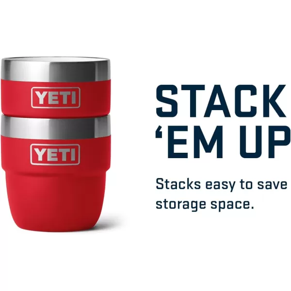 YETI Rambler 4 oz Stackable Cup, Stainless Steel, Vacuum Insulated Espresso/Coffee Cup, 2 Pack, White