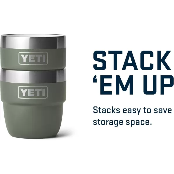 YETI Rambler 4 oz Stackable Cup, Stainless Steel, Vacuum Insulated Espresso/Coffee Cup, 2 Pack, White