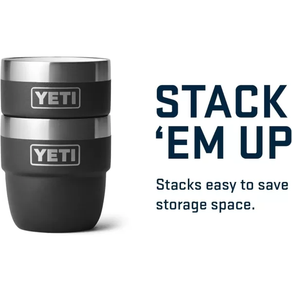 YETI Rambler 4 oz Stackable Cup, Stainless Steel, Vacuum Insulated Espresso/Coffee Cup, 2 Pack, White