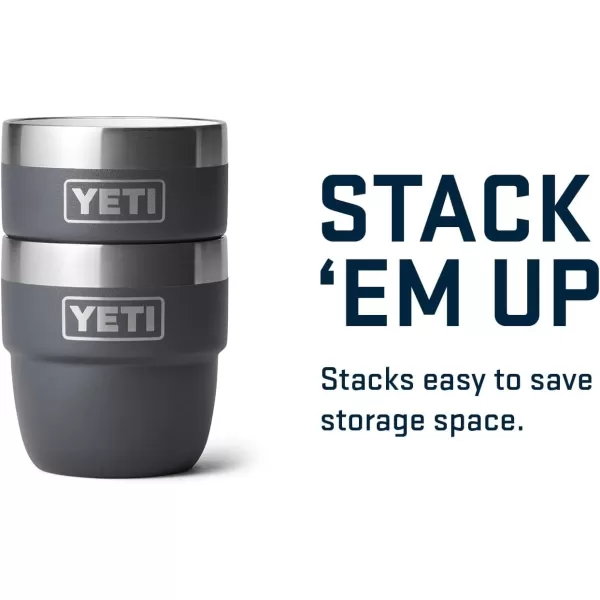 YETI Rambler 4 oz Stackable Cup, Stainless Steel, Vacuum Insulated Espresso/Coffee Cup, 2 Pack, White