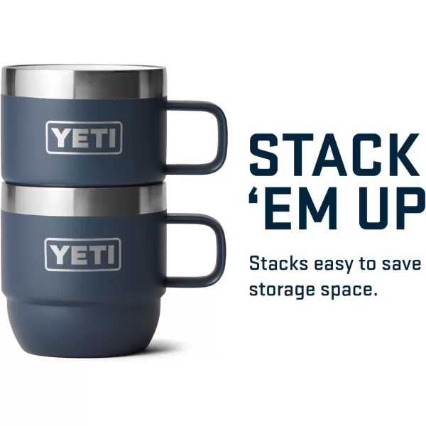 YETI Rambler 6 oz Stackable Mug, Stainless Steel, Vacuum Insulated Espresso/Coffee Mug, 2 Pack, Charcoal
