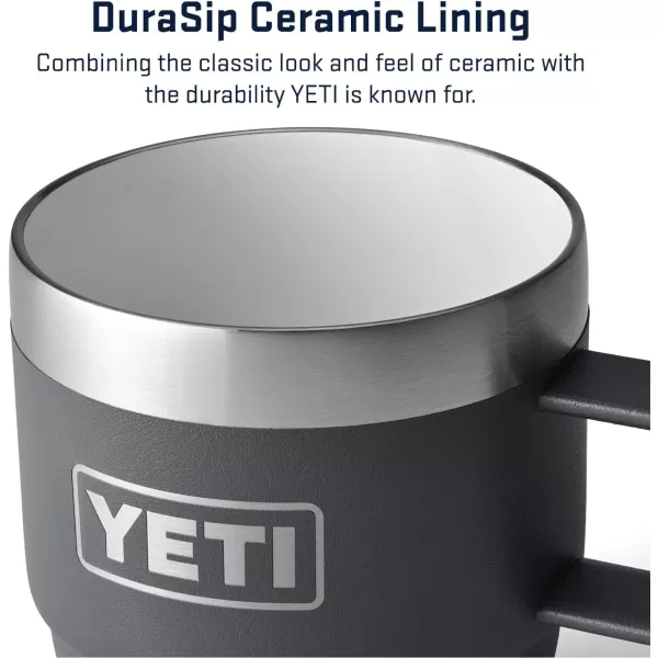 YETI Rambler 6 oz Stackable Mug, Stainless Steel, Vacuum Insulated Espresso/Coffee Mug, 2 Pack, Charcoal