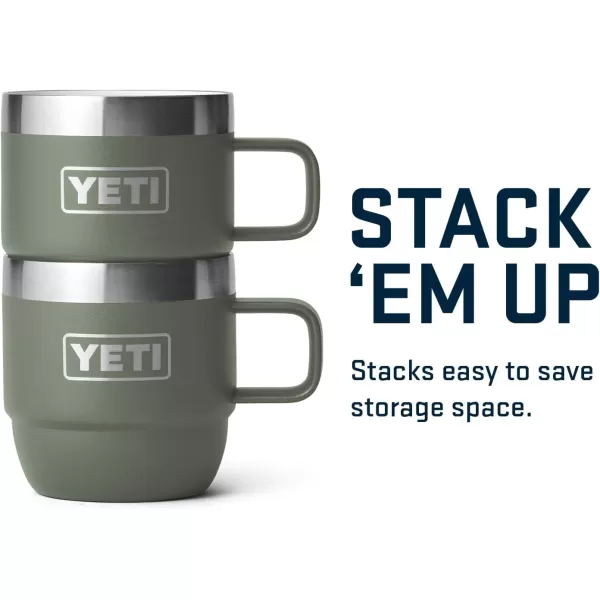 YETI Rambler 6 oz Stackable Mug, Stainless Steel, Vacuum Insulated Espresso/Coffee Mug, 2 Pack, Charcoal