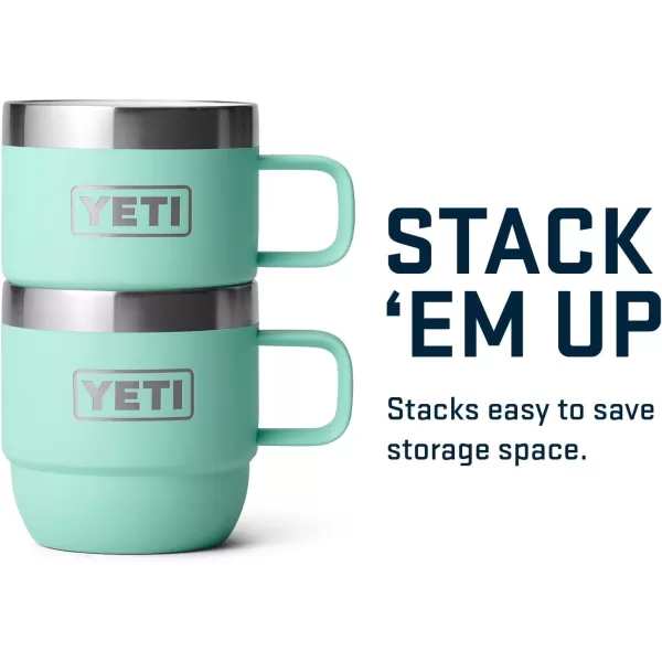 YETI Rambler 6 oz Stackable Mug, Stainless Steel, Vacuum Insulated Espresso/Coffee Mug, 2 Pack, Charcoal