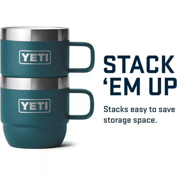 YETI Rambler 6 oz Stackable Mug, Stainless Steel, Vacuum Insulated Espresso/Coffee Mug, 2 Pack, Charcoal