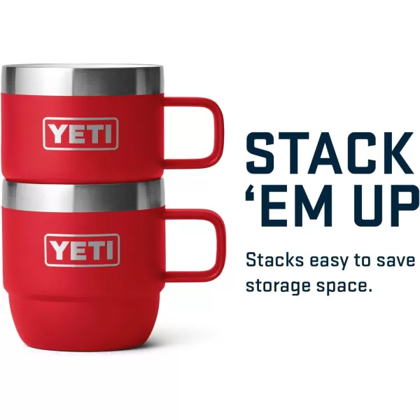 YETI Rambler 6 oz Stackable Mug, Stainless Steel, Vacuum Insulated Espresso/Coffee Mug, 2 Pack, Charcoal