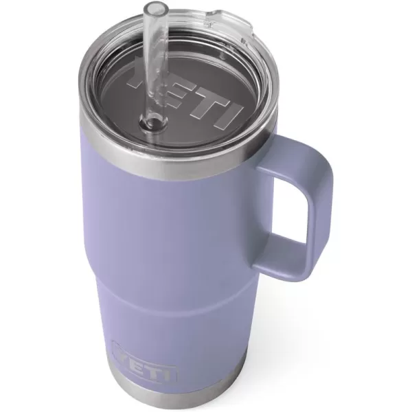 YETI Rambler 25 oz Tumbler with Handle and Straw Lid, Travel Mug Water Tumbler, Vacuum Insulated Cup with Handle, Stainless Steel, Power Pink
