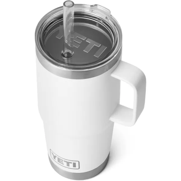 YETI Rambler 25 oz Tumbler with Handle and Straw Lid, Travel Mug Water Tumbler, Vacuum Insulated Cup with Handle, Stainless Steel, Power Pink