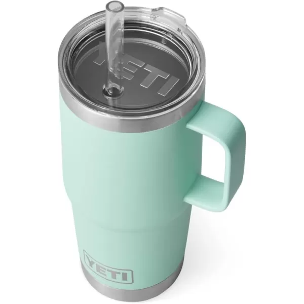 YETI Rambler 25 oz Tumbler with Handle and Straw Lid, Travel Mug Water Tumbler, Vacuum Insulated Cup with Handle, Stainless Steel, Power Pink