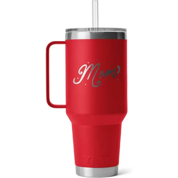 YETI Rambler 25 oz Tumbler with Handle and Straw Lid, Travel Mug Water Tumbler, Vacuum Insulated Cup with Handle, Stainless Steel, Power Pink