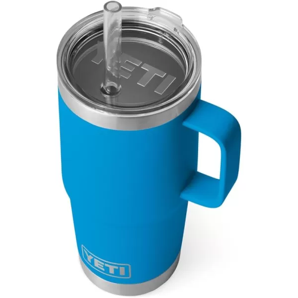 YETI Rambler 25 oz Tumbler with Handle and Straw Lid, Travel Mug Water Tumbler, Vacuum Insulated Cup with Handle, Stainless Steel, Power Pink