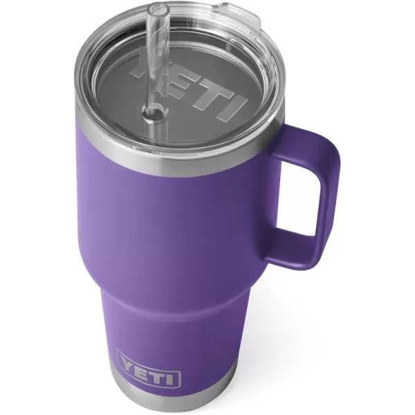 YETI Rambler 25 oz Tumbler with Handle and Straw Lid, Travel Mug Water Tumbler, Vacuum Insulated Cup with Handle, Stainless Steel, Power Pink