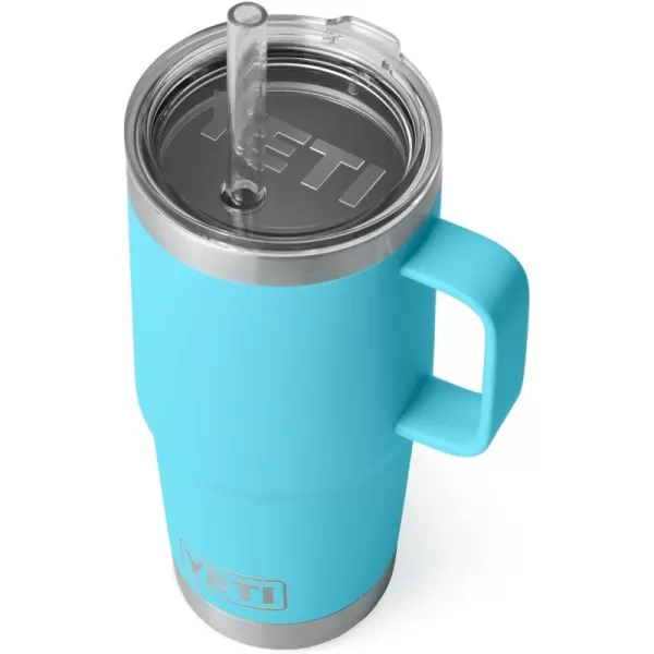 YETI Rambler 25 oz Tumbler with Handle and Straw Lid, Travel Mug Water Tumbler, Vacuum Insulated Cup with Handle, Stainless Steel, Power Pink