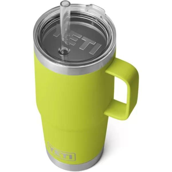 YETI Rambler 25 oz Tumbler with Handle and Straw Lid, Travel Mug Water Tumbler, Vacuum Insulated Cup with Handle, Stainless Steel, Power Pink