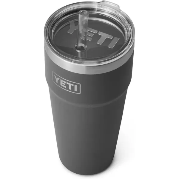 YETI Rambler 26 oz Straw Cup, Vacuum Insulated, Stainless Steel with Straw Lid, Charcoal