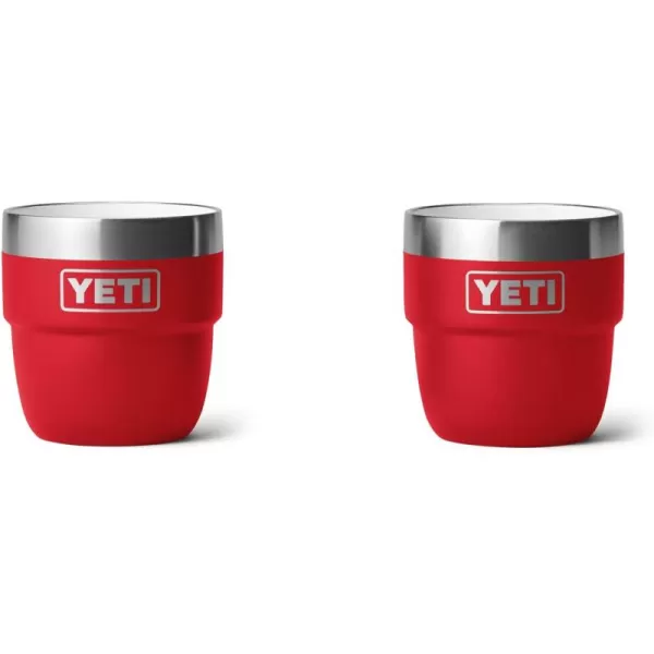 YETI Rambler 4 oz Stackable Cup, Stainless Steel, Vacuum Insulated Espresso/Coffee Cup, 2 Pack, White