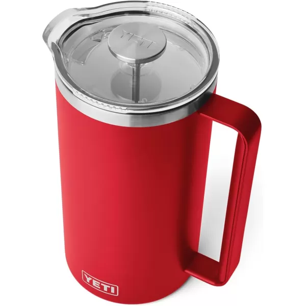 YETI Rambler 34 oz. French Press Coffee Maker, with GroundsControl Filter, Rescue Red