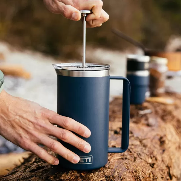 YETI Rambler 34 oz. French Press Coffee Maker, with GroundsControl Filter, Rescue Red