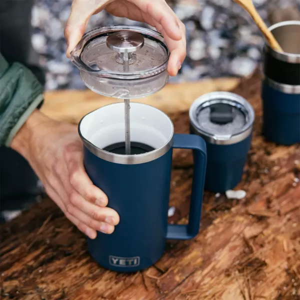 YETI Rambler 34 oz. French Press Coffee Maker, with GroundsControl Filter, Rescue Red