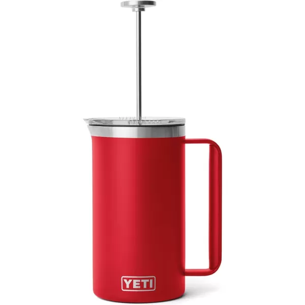 YETI Rambler 34 oz. French Press Coffee Maker, with GroundsControl Filter, Rescue Red
