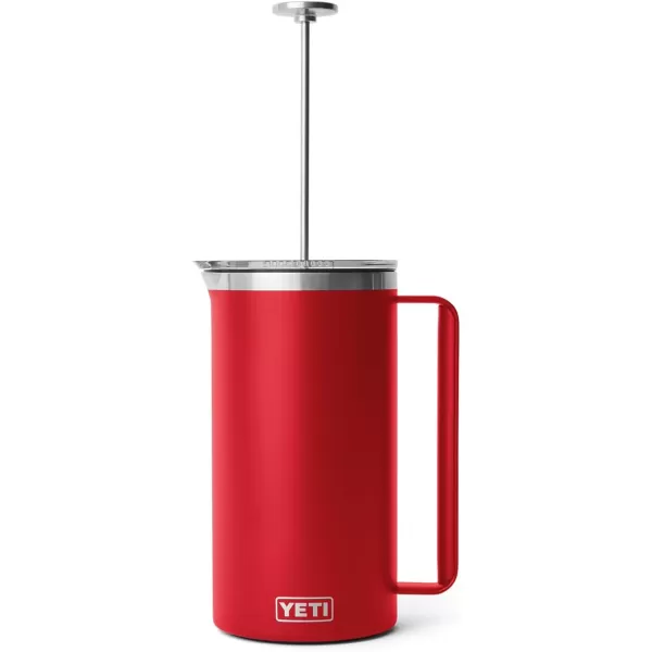 YETI Rambler 34 oz. French Press Coffee Maker, with GroundsControl Filter, Rescue Red