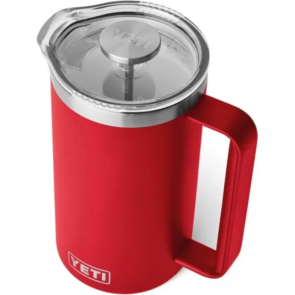 YETI Rambler 34 oz. French Press Coffee Maker, with GroundsControl Filter, Rescue Red