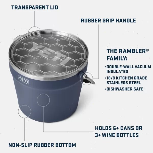 YETI Rambler Beverage Bucket, Double-Wall Vacuum Insulated Ice Bucket with Lid, Camp Green