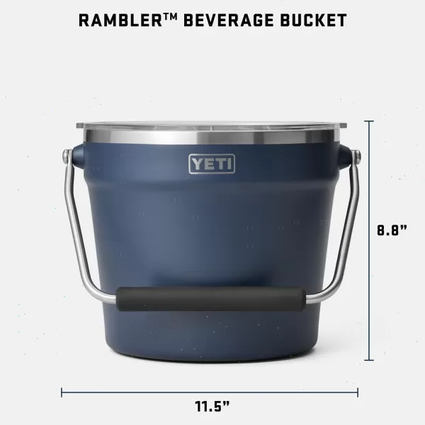 YETI Rambler Beverage Bucket, Double-Wall Vacuum Insulated Ice Bucket with Lid, Camp Green