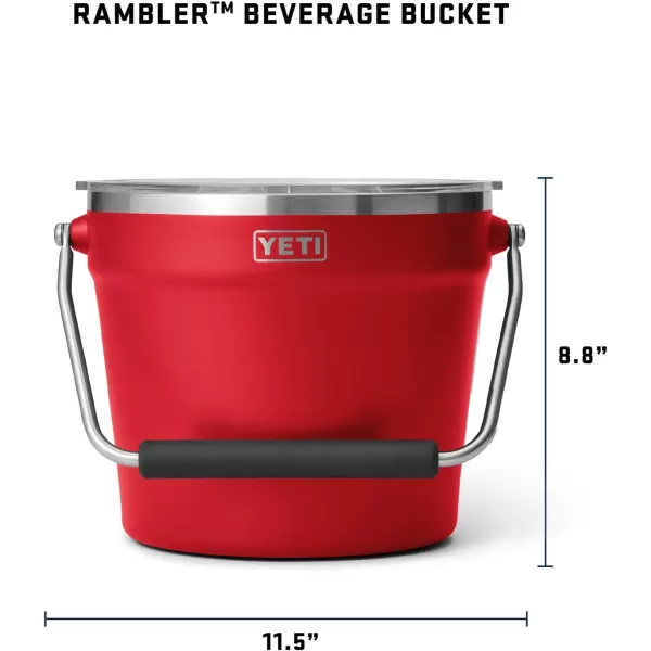 YETI Rambler Beverage Bucket, Double-Wall Vacuum Insulated Ice Bucket with Lid, Camp Green