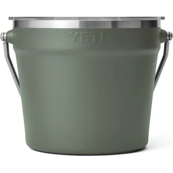 YETI Rambler Beverage Bucket, Double-Wall Vacuum Insulated Ice Bucket with Lid, Camp Green
