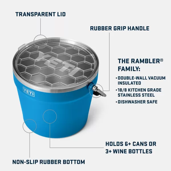 YETI Rambler Beverage Bucket, Double-Wall Vacuum Insulated Ice Bucket with Lid, Camp Green